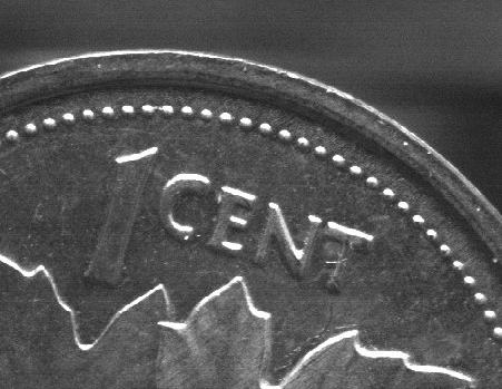 Closeup of 1 cent